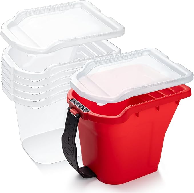 Mister Rui 4" Paint Bucket Hand Held, 8 Pack, Paint Cups, Paint Pail Liner with Lid, for Touch-ups, Crafts, and Coating Projects