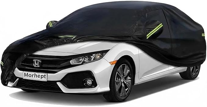 Car Cover Custom Fit for Honda Civic, Waterproof All Weather Full Exterior Sedan Cover Rain Snow UV Protection Cover with Door Zipper