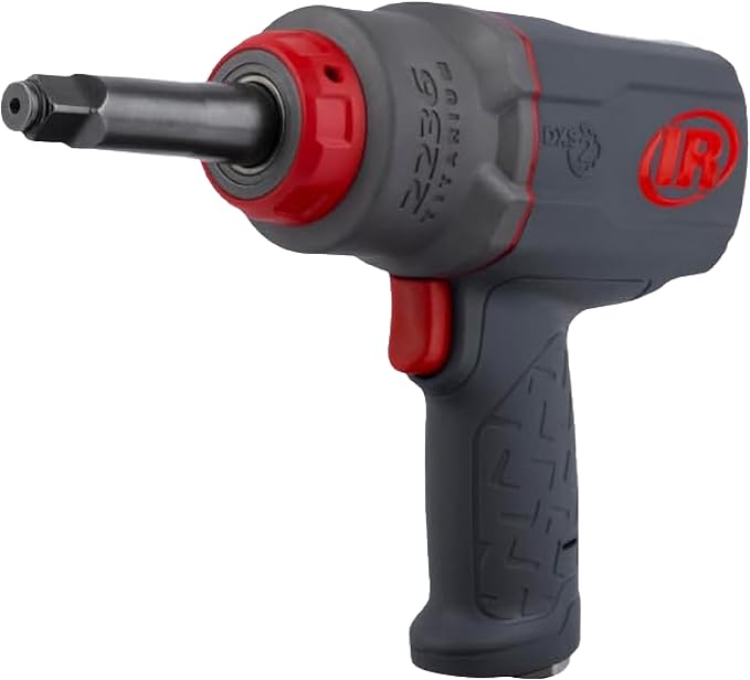 Ingersoll Rand 2236QTIMAX-2 DXS2 1/2" Air Impact Wrench, 2" Extended Anvil, Quiet, 1500 ft-lb Torque, Titanium Hammercase, Friction Ring Retainer, Pistol, Interchangeable Anvil, Multi-functional Tool