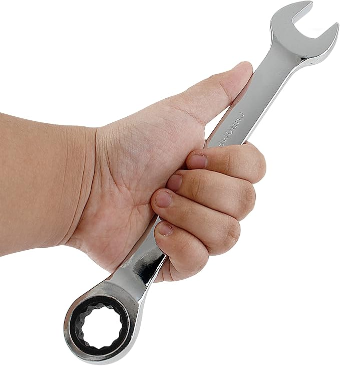 2 Pcs 13mm Ratchet Wrench Metric Ratcheting Wrench Set with 5° Movement and Hardened & 72 Teeth for Projects Metric Tight Spaces