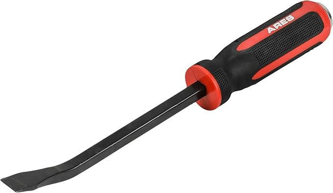 ARES 46006-12-Inch Pry Bar - Angled Tip for Lifting and Prying - Comfortable Non-Slip Double Injection Handle