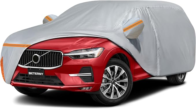 Car Cover for 2008-2025 Volvo XC60, Waterproof Custom-fit All Weather Sun Rain UV Dust Snow Protection Outdoor XC60 Full Car Cover with Door Zipper and Cotton Lining-Gray