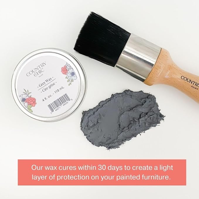 Furniture Wax - 100% Natural Sealant for Chalk Furniture Paint or Raw Wood, Light Protection, Easy To Apply, No Odor, Eco-Friendly - 7 Color Choices - Grey (4 oz)