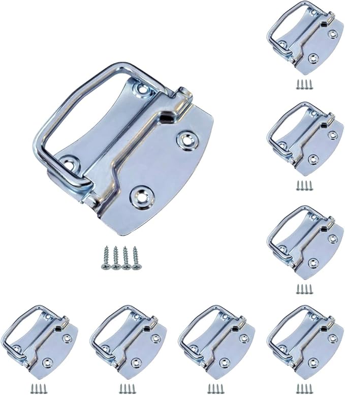 QCAA Heavy Duty Ring Pull Chest Handle for Box Lift Door Chest, 4", Zinc Plated, Made in Taiwan, 8 Pack