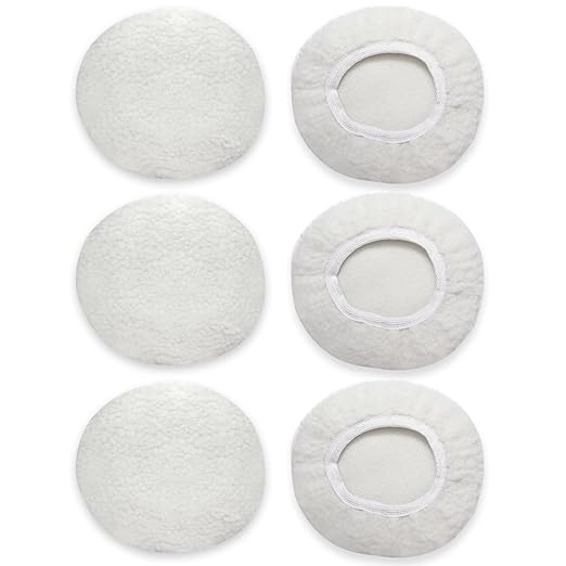 6 PCS Car Buffing Pads for 9-10 Inch Orbital Polisher, Lamb Fleece Polishing Pad Buffer Polisher Bonnets, 9-10 Inch Polishing Pads Cover Waxing Pads for Car Detailing (White)