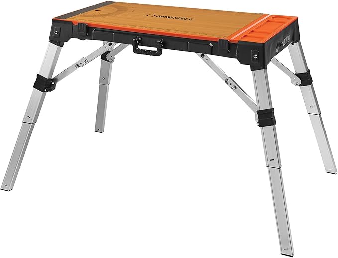 Disston 30146A OmniTable 4 in 1 Portable Workbench Work Table Dolly Scaffold and Creeper Adjustable Height with Folding Legs with Free Blu-MOL Jigsaw Blade Set (E0130146)