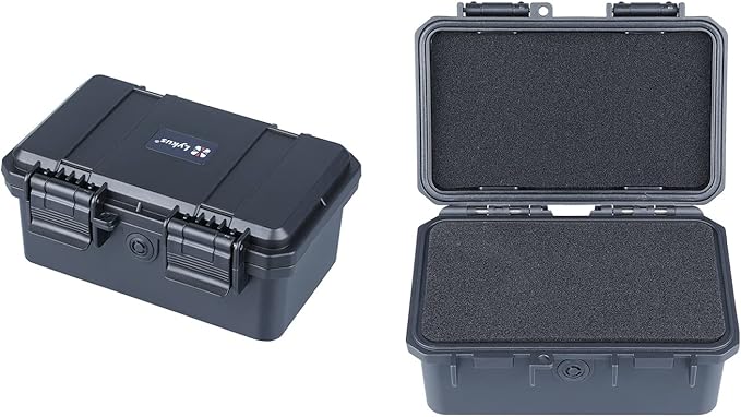 Lykus HC-1520 Mini Hard Case Dry Box with Foam Insert, Interior Size 5.8x3.3x2.7 in, IP66 Splash-Proof, Suitable for Cellphones, Tools, Small Devices and More