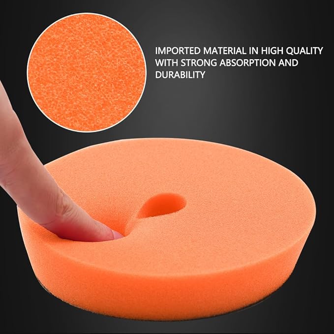 SPTA Orange T40 Orange Medium-Cut Polishing Pads, 1Pc 3.5 Inch Face for 3 Inch 80mm Backing Plate Compound Buffing Sponge Pads for Car Buffer Polisher Compounding, Polishing and Waxing -FPBFS3O
