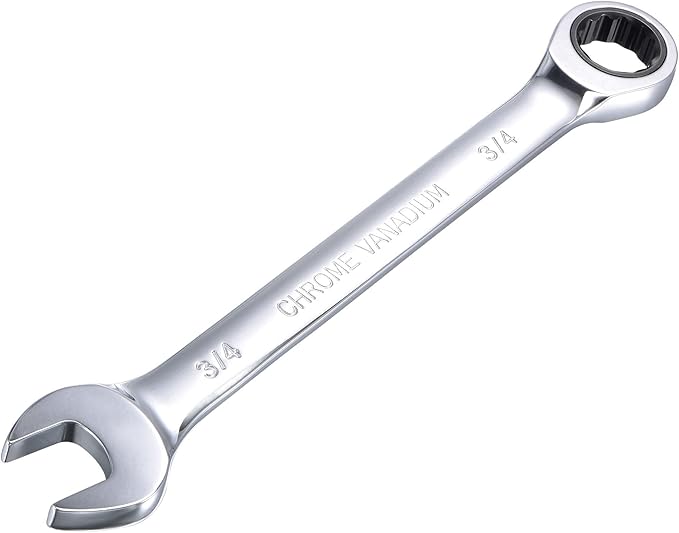 uxcell 3/4 Inch Ratcheting Combination Wrench SAE 72 Teeth 12 Point Ratchet Box Ended Spanner Tools, Cr-V