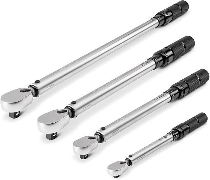 TEKTON 1/4, 3/8, 1/2 Inch Drive 90-Tooth Dual-Direction Micrometer Torque Wrench Set (4-Piece) | TRQ95903
