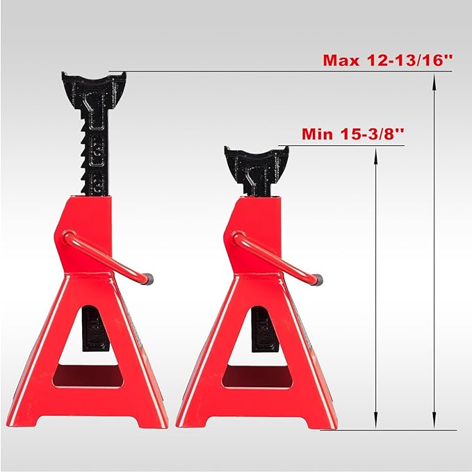Big RED Torin 6 Ton Steel Jack Stands: Heavy Duty Car Jack Stand, for Sedans and Cars - Red, 1 Pair