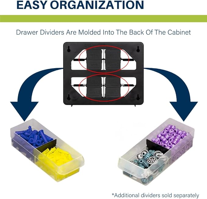 Akro-Mils 16-Drawer Plastic Storage Cabinet | 10-1/2 x 6-1/2 x 8-1/2 Inch | Black | Model 10116 | Garage Organization