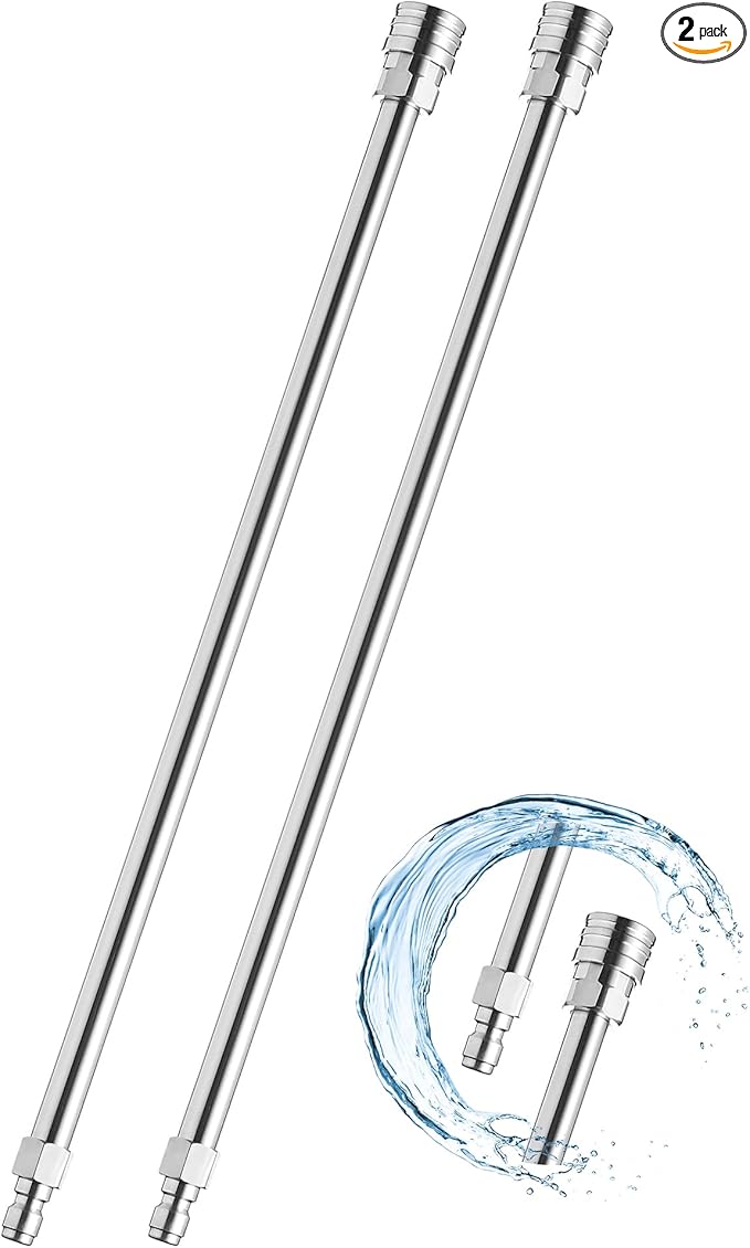 Pressure Washer Extension Wand, 17 Inch Stainless Steel power washer extension wand with 1/4" Quick Connect, Compatible with Foam Cannon for Car Wash and Gutter (2 Pack)