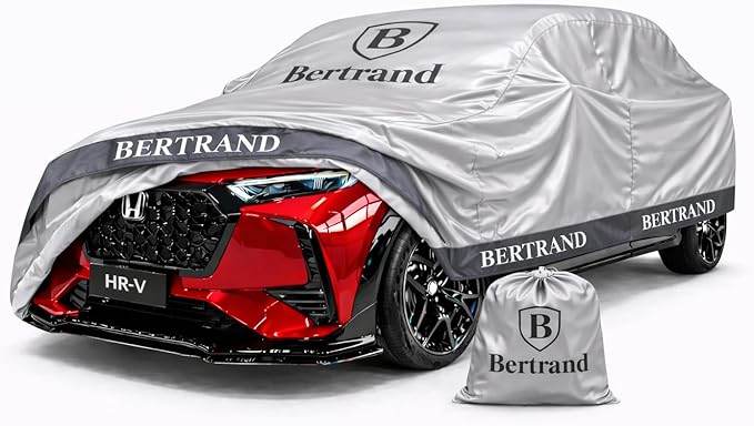 BERTRAND Premium SUV Car Cover (187x75 - Size S2) - Waterproof All Weather | Mirror Pockets + Door Zipper | Cotton-Lined | UV Protection + Reduces Hail Impact | Mid-Large SUVs