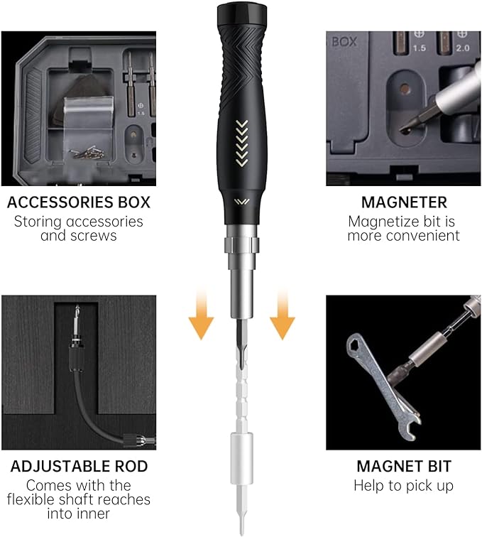 Precision Screwdriver Set, Laptop Screwdriver Kit, JAKEMY 164 in 1 Professional Computer Screwdriver Repair Kit with T6 Torx Bit for MacBook, iPhone, Watch, Camera, Eyeglass, Xbox, DIY