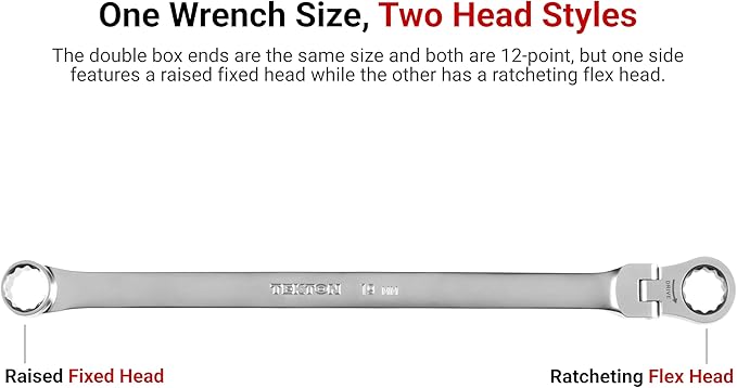 TEKTON Long Fixed/Flex Head 12-Point Ratcheting Box End Wrench Set, 19-Piece (6-24 mm) | WRB95004