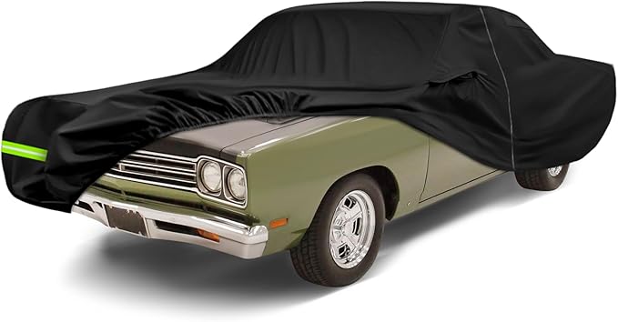 Waterproof Car Cover Compatible with 1968-1972 Plymouth Roadrunner 2 Door Sedan/Hardtop/Convertible Accessories, All Weather Classic Car Covers with Inner Cotton&Zipper Door for Snow Rain Protection