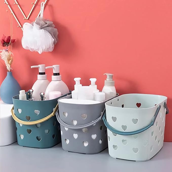 Anyoifax Portable Shower Caddy Tote Plastic Storage Basket with Handle Box Organizer Bin for Bathroom, Pantry, Kitchen, College Dorm, Garage - Grey