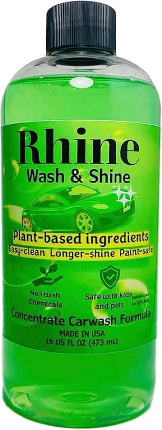 Plant-based Eco-friendly Car Wash Soap, Non-Toxic, Moderate-Foam Concentrated Soap with rinse & no-rinse options