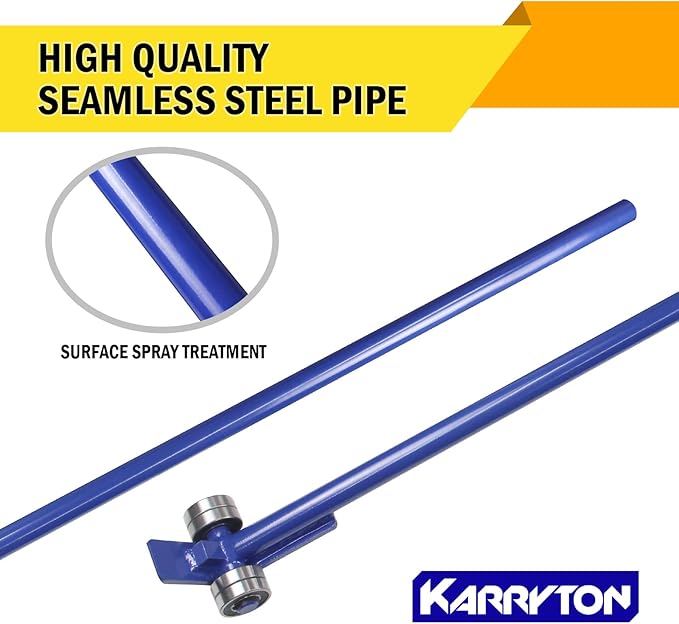 Pry Lever Bar 5T/11000LBS Load Capacity, 4.5FT Length Steel Handle Prylever Bar with Wheels for Heavy Duty Equipment Handling,Great Hand Tool with Four Industrial Bearings
