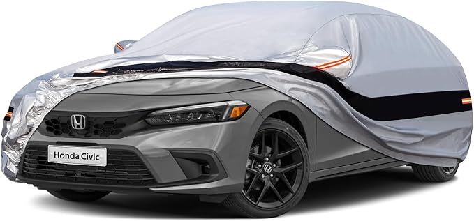 10 Layers SUV Car Cover Custom Fit for Honda Civic (1991-2024) Waterproof All Weather for Automobiles, Outdoor Full Cover Rain Sun UV Protection.Silver