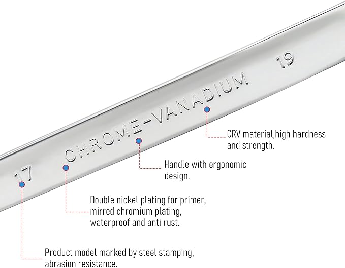 Double Box End Ratcheting Wrench 10mm x 12mm Metric 72 Teeth 12 Point Ratchet Gear Spanner Tools, Heat-Treated CR-V
