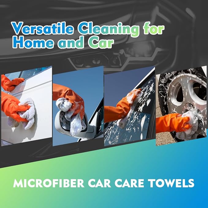 HOMEXCEL White Microfiber Cleaning Cloth 12 Pack, 12.5 x 12.5 inch Microfiber Towels for Cars, Ultra Absorbent Car Washing Cloth, Lint Free Streak Free Cleaning Rags for Car, Kitchen, and Window