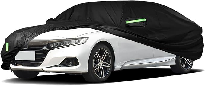Car Cover Custom Fit for Honda Accord Sedan/Coupe (2001-2023)，All Weather 210T Windproof Car Covers with Windproof Strap and Driver Door Zipper,Sun Snow Rain Dust Protection