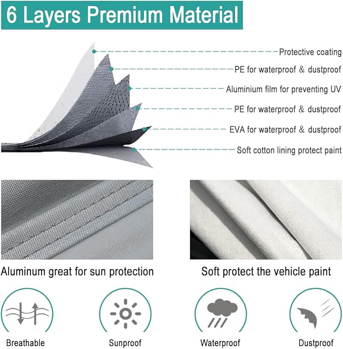 6 Layer Car Cover Custom Fit Acura RLX (2013-2025) Waterproof All Weather, Heavy Duty Outdoor Snow Sun Rain Uv Protection (Ships from US Warehouse, Delivery 3-8 Days)