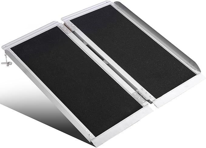 3FT Portable Wheelchair Ramp Anti-Slip Aluminum Folding Portable Ramp 800LBS Capacity Folding Non-Slip Aluminum Handicap Ramp, for Home Steps, Stairs, Doorways, Car, Curbs(3FT Using Height 3-9inch)