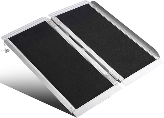3FT Portable Wheelchair Ramp Anti-Slip Aluminum Folding Portable Ramp 800LBS Capacity Folding Non-Slip Aluminum Handicap Ramp, for Home Steps, Stairs, Doorways, Car, Curbs(3FT Using Height 3-9inch)