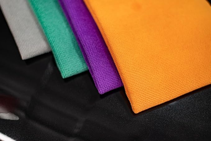 The Rag Company - The Edgeless Pearl - Professional Microfiber Detailing Towel for Ceramic Coating Leveling and Sealant Removal, Scratch-Free with No Tags, 320gsm, 16in x 16in, Orange - 12-Pack