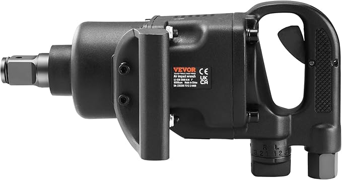 VEVOR 1 Inch Air Impact Wrench, Up to 2730 ft-lbs Reverse Torque Output 1" Pneumatic Impact Gun Lightweight w/ 2 Handles for Heavy Duty Repairs and Maintenance
