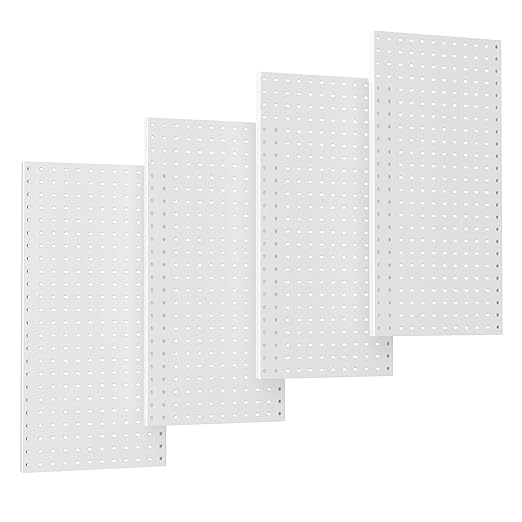 TORACK 4 PCS Metal 12 x 24 in Pegboard Panels, Garage Tools Organizer Pegboards for Workbench, Modular Peg Board, Tool Organizer Board Kit(Pack of 4, Grey)