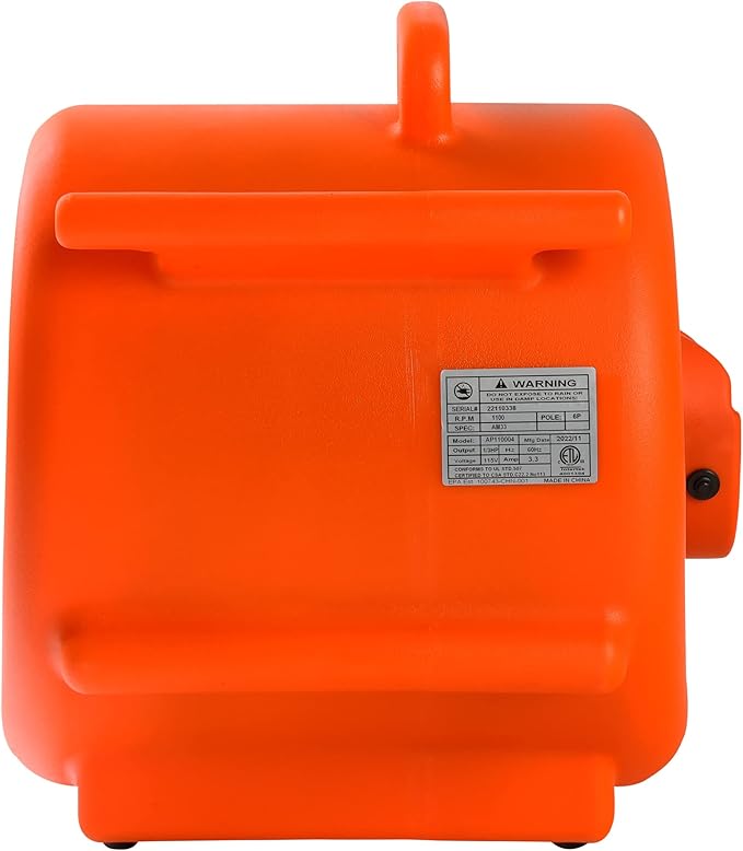 Mounto 1/3hp Air Mover 2000cfm Carpet Dryer Blower Floor Drying Fan - 3-Speed Air Mover w/Dual GFCI Outlet, 25ft Power Cord for Drying, Cooling, Air Circulation (Orange)