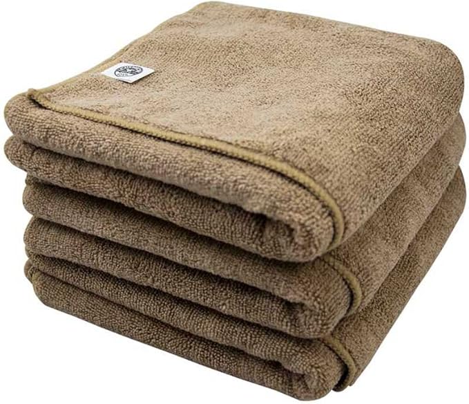 Chemical Guys MIC36203 Workhorse XL Tan Professional Grade Microfiber Towel, Leather & Vinyl (Safe for Car Wash, Home Cleaning & Pet Drying Cloths) 24" x 16", Pack of 3