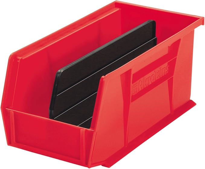 Akro-Mils 40260 Plastic Length Dividers for AkroBins Stackable Storage Bins Model 30260, Custom Storage Inserts for Tools, Crafts & Supplies, 6-Pack, Black