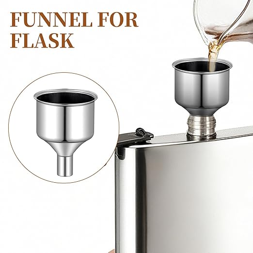 2 Pcs Stainless Steel Flasks Funnels 3/8" Small Kitchen Funnel Set Spout for Flasks Oil Bottle Liquid Perfume Bottle Coffee Beans