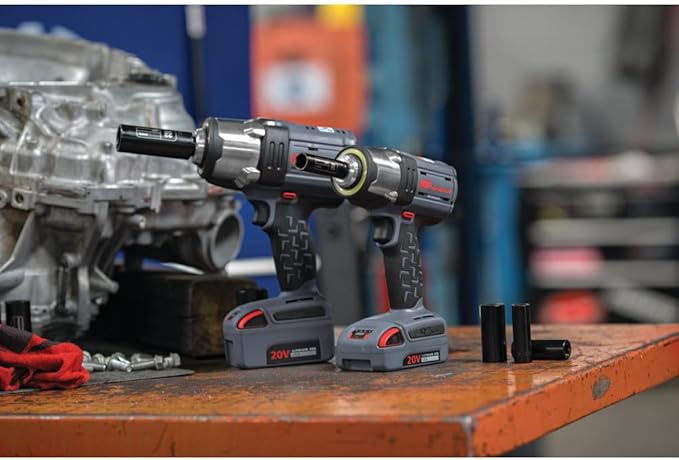 Ingersoll Rand W5133-K22 3/8" IQV20 Cordless Air Impact Wrench and Battery Kit with Brushless Motor, 360 Degree LED Light, 365 ft-lbs Max Torque, 4 Power Modes, Gray