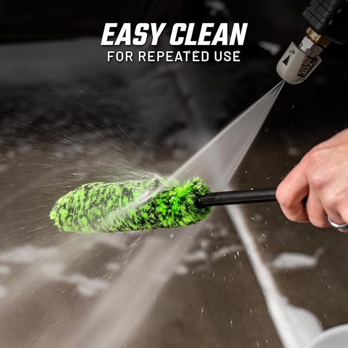Slick Products Premium Non-Scratch Wheel Brush – Bendable Soft Bristle Rim & Wheel Cleaner for Cars, Trucks, SUVs, Off-Road Vehicles – Safe on Painted, Powder Coated & Chrome Wheels