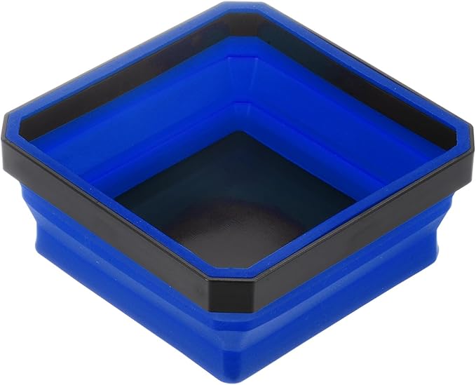 HARFINGTON Collapsible Magnetic Parts Tray Foldable Tool Trays Square Small Metal Parts Organiser for Fixing Screw Bolts Nuts Washers Pins, Blue