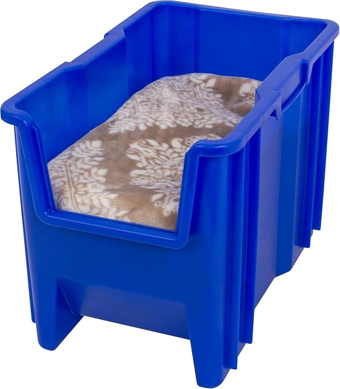 Akro-Mils 13014 Stak-N-Store Heavy Duty Stackable Open Front Plastic Storage Container Bin, (17-1/2" x 11" x 12-1/2"), Blue, (4-Pack)