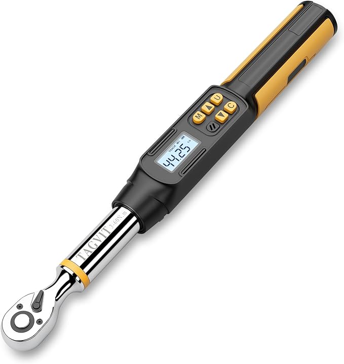 3/8 Inch Drive Digital Torque Wrench, 2.21-44.25 Ft-lb/3-60 Nm Bike Electronic Torque Wrench with Preset Modes, Data Storage, Buzzer and LED Flash Notification for Bicycle Moto