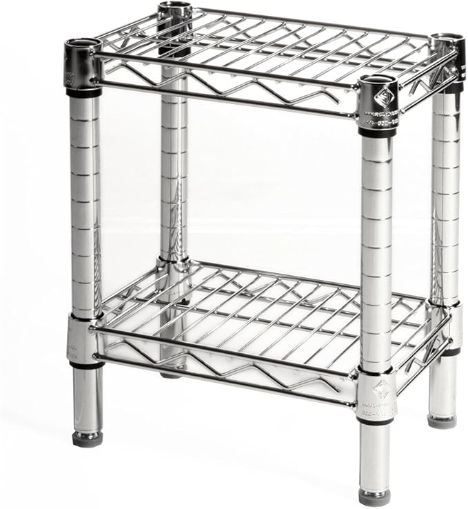 Shelving Inc. 8" d x 18" w Chrome Wire Shelving with 2 Tier Shelves, Weight Capacity 800lbs Per Shelf