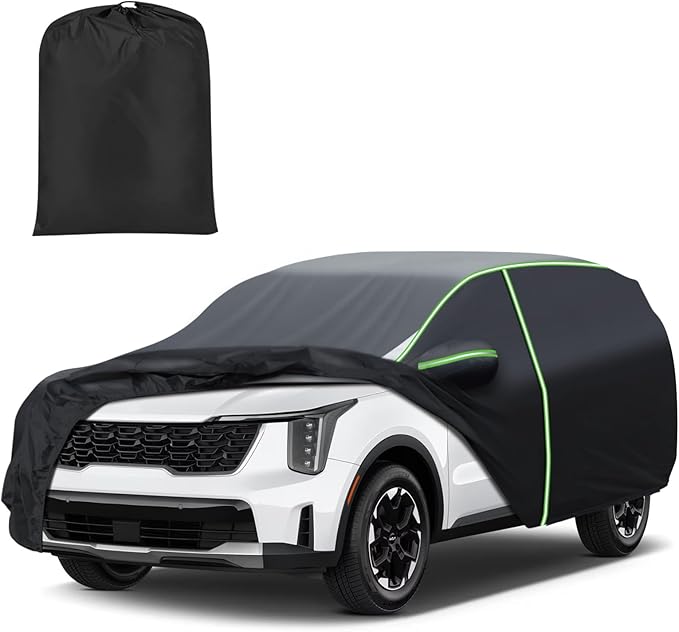 Mixsuper Liner Car Cover for Kia Sorento 2003-2026, 7 Layers Full Car Cover All Weather Car Covers for Sorento, Waterproof Outdoor Cover with Zipper Door Reflective Strips
