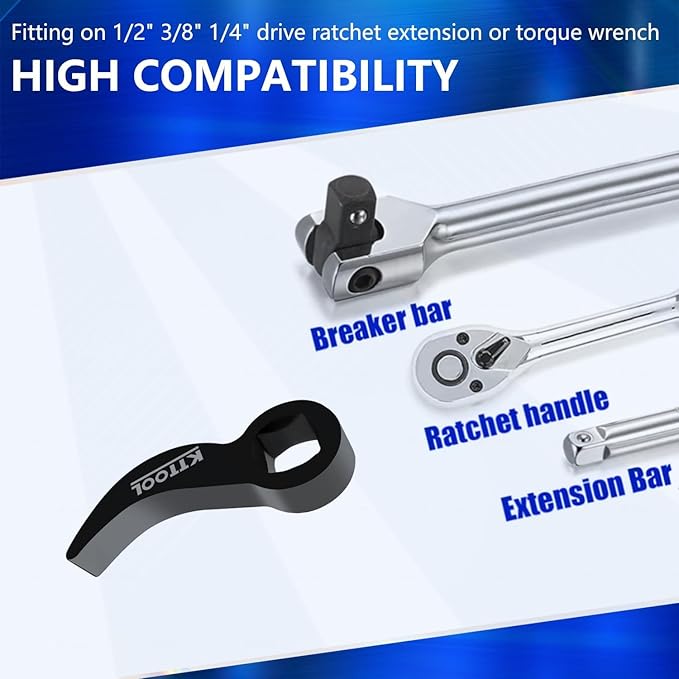 6 Pcs Pry Bar Wrench Adaptor Head Set, Crowbar Adapter Head Tool, Half Shaft Removal Car Repairing Tools 1/2" 3/8" 1/4" D 8pt (Square) Profile