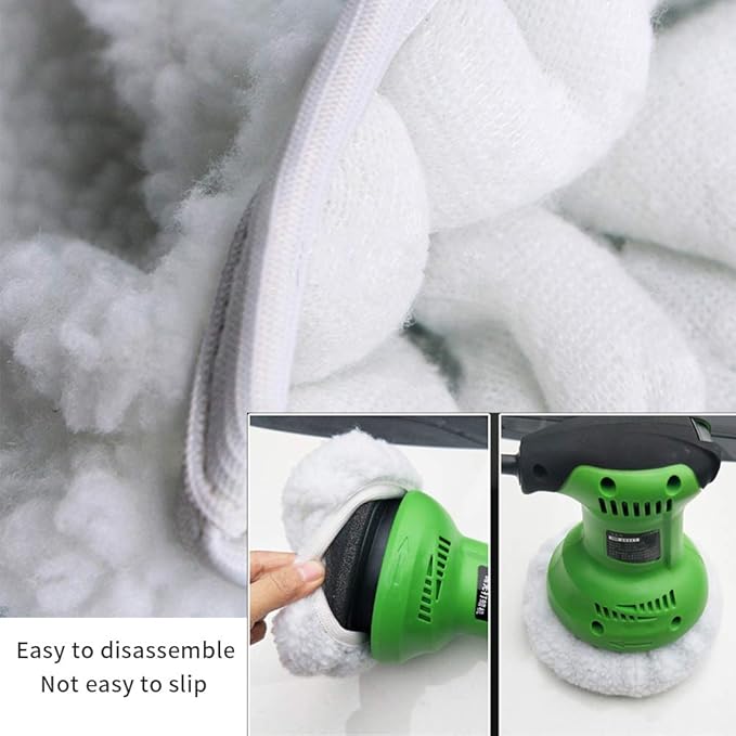 Car Polisher Pad Bonnet Wax Bonnet Set (5 to 6 Inches), 5Pcs Soft Microfiber + 3Pcs Wool Polishing Bonnet Orbital Buffing Pad Cover Waxing Bonnet for Car Polisher