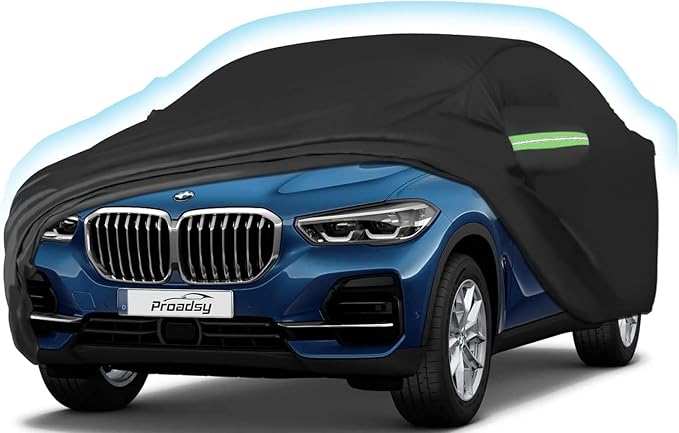 Proadsy Car Cover for BMW X5 2007-2025 2026, 6 Layers Waterproof All Weather for Automobiles, Windproof Snowproof Rain Hail Sun UV Protection Full Outdoor Indoor Exterior Car Covers, Black
