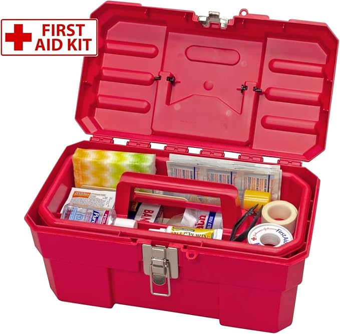 Akro-Mils 09514 ProBox 14-Inch Plastic Toolbox for Tools, Hobby or Craft Storage Toolbox with Removable Tray, 14-Inch x 8-Inch x 8-Inch, Red, 6-Pack