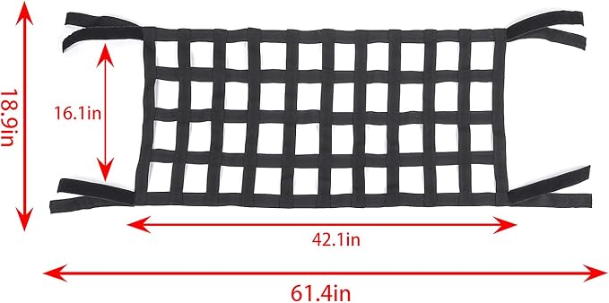 RT-TCZ Mesh Cargo Net, Car Roof Net Hammock for Jeep Wrangler YJ TJ JK JKU JL JLU 1987-2024